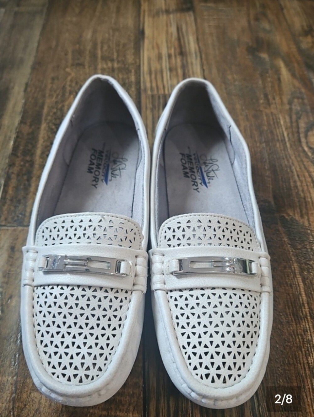 Life Stride Velocity Memory Foam Cut-out Off White Women's Slip-On Loafer Flats